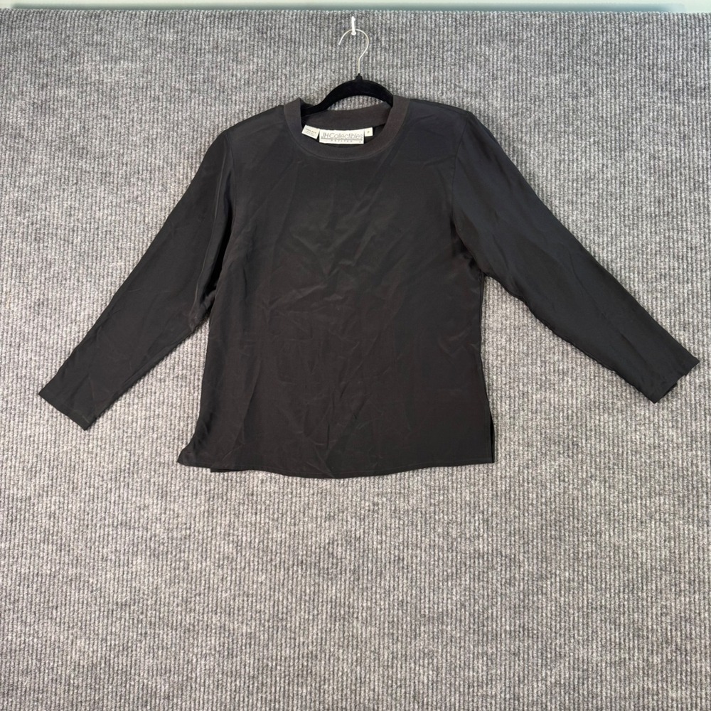 VTG JH Collectibles Petites Black Silk Blend Top Minimalist Old Money Y2K Chic